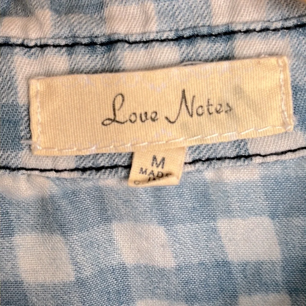 LOVE NOTES Blue Gingham Cotton Blend Y2K Cozy Button-Up Shirt Women’s M‎